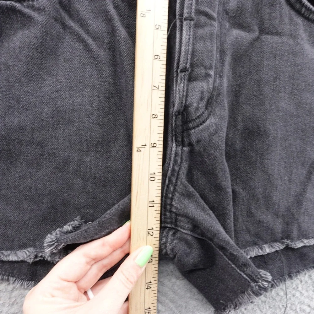We The Free Free People Raw Hem‎ Denim Cutoff Shorts 31 Black Womens Button Fly